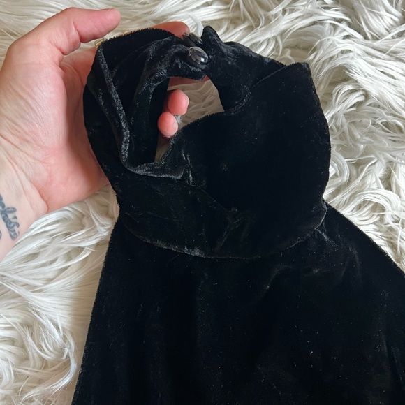 Vintage Black Velvet Bodysuit & Matching Evening Bag 90s Glam Retro Party Outfit - Picture 5 of 13
